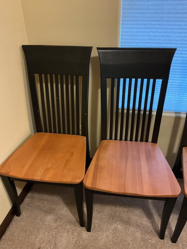 Oval dining table with six slat-back chairs - image 5 of 11