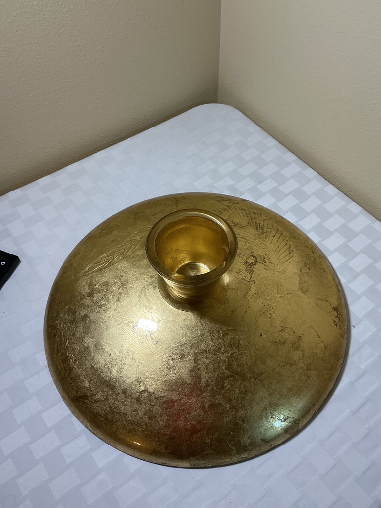 Pineapple-Design Table Lamp and Gold Pedestal Bowl - image 6 of 6