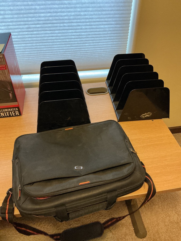 Office Desk Setup with Chair, File Organizers, Bag, and Table Magnifier - image 4 of 9