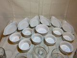 White ceramic bowls, leaf dishes and clear glass serving dishes - thumbnail 2 of 5