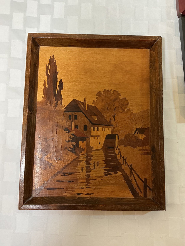 Assorted framed art prints and wooden engraving tray - image 4 of 5