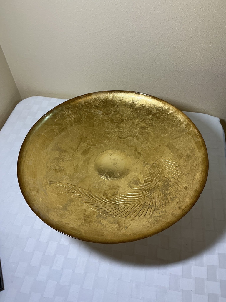 Pineapple-Design Table Lamp and Gold Pedestal Bowl - image 5 of 6