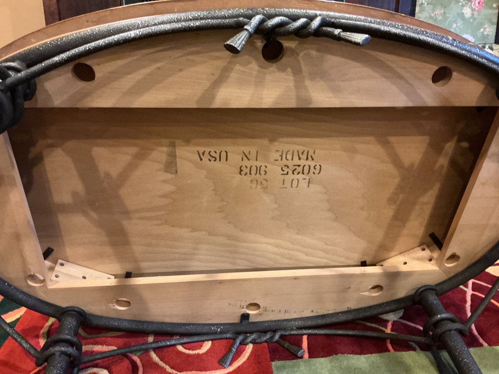 Oval wooden coffee table with metal base - image 4 of 4