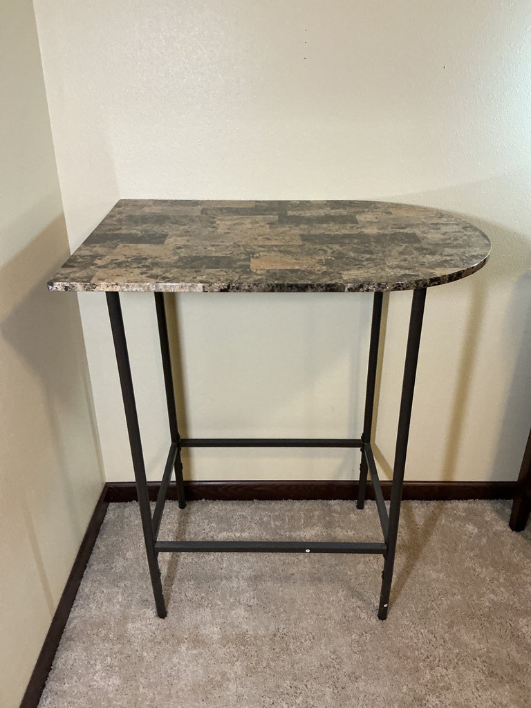 Wooden X-back chair with a marble like table - image 2 of 6