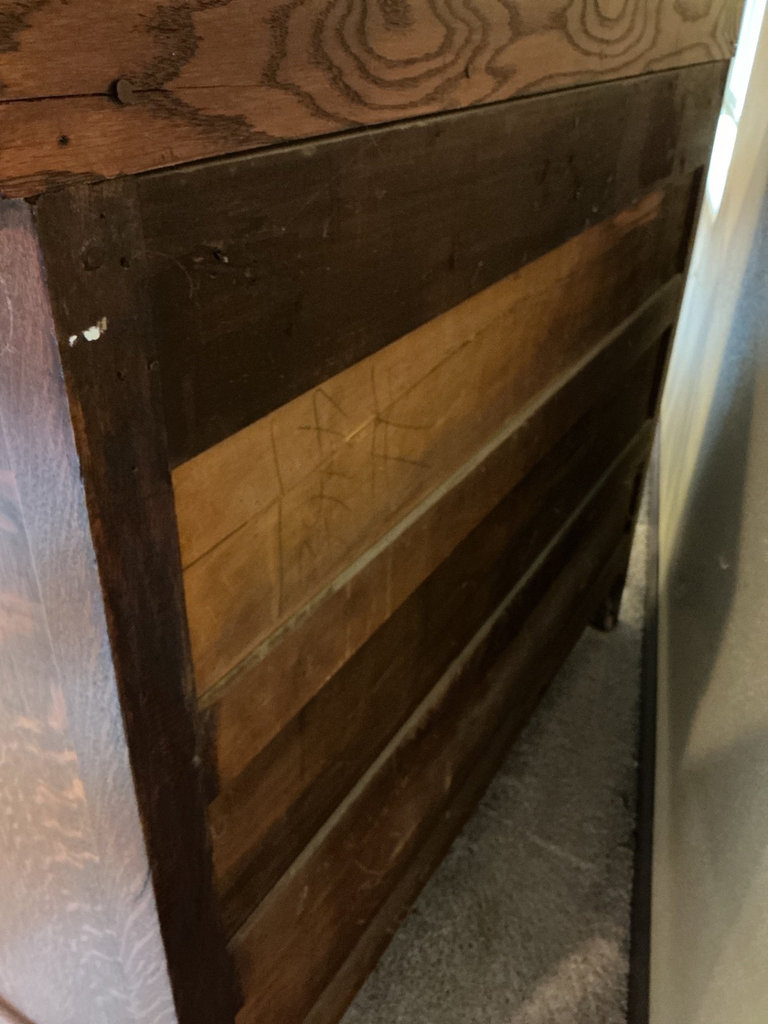 Antique dark wood sideboard with drawers and cabinets - image 4 of 7