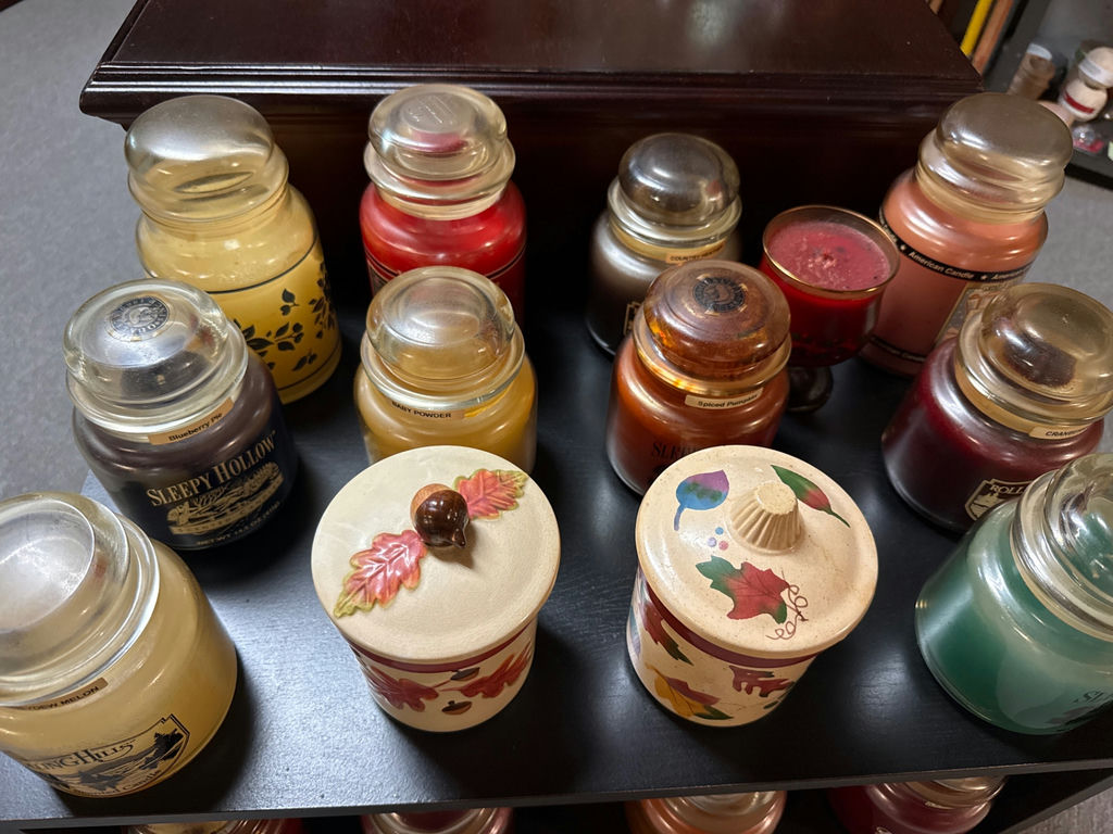 Assorted scented candles and decorative canisters - image 2 of 3