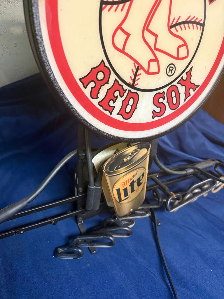 Boston Red Sox round light with Miller Lite can - image 3 of 4