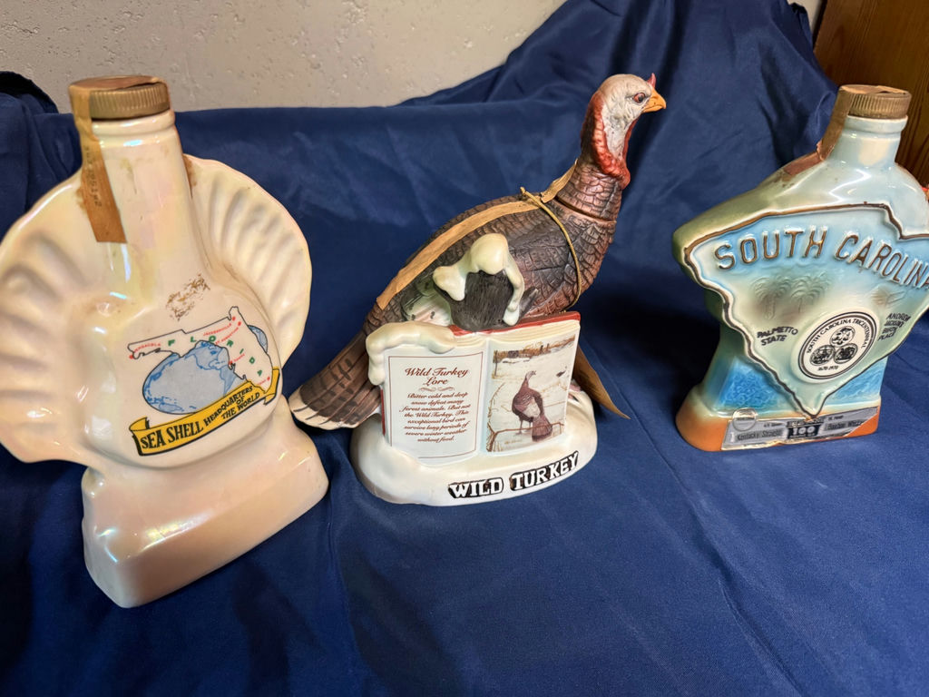 Three vintage ceramic decanters and a turkey figurine - image 1 of 2