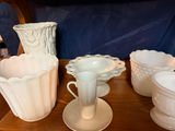 White milk glass ceramic bowls, vases, and mug collection - thumbnail 2 of 4