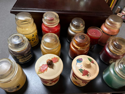 Assorted scented candles and decorative canisters - Image 1 of 3