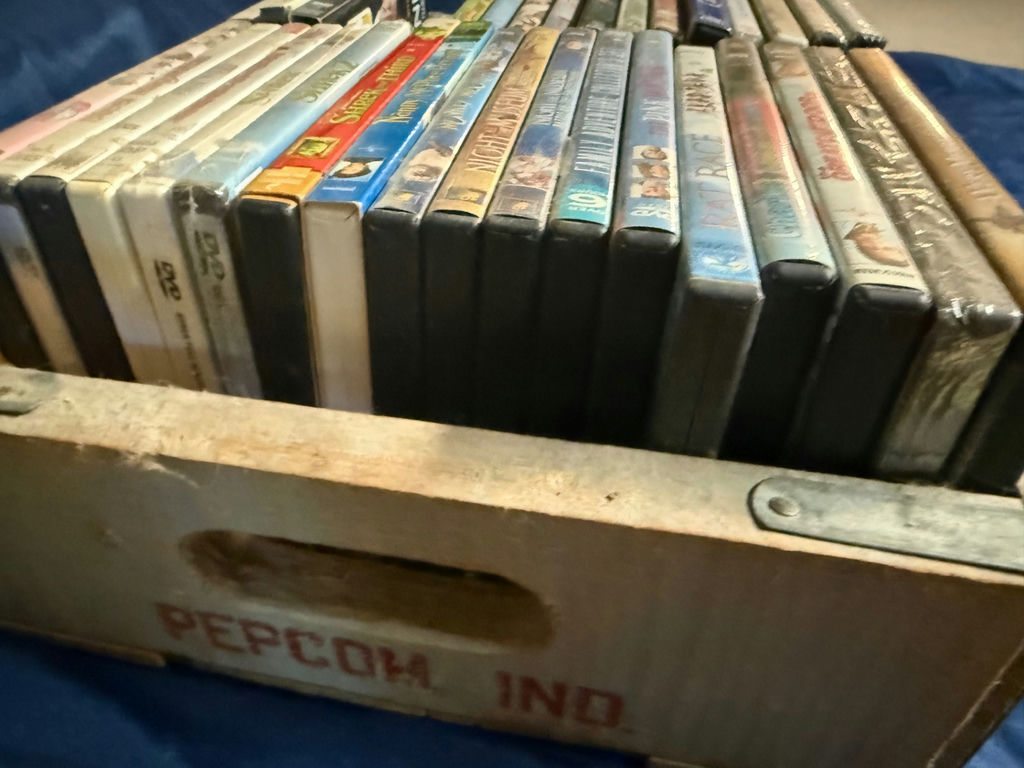 Wooden crate of DVD movie cases - image 3 of 4