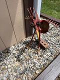 Red metal rooster garden sculpture - thumbnail 2 of 2