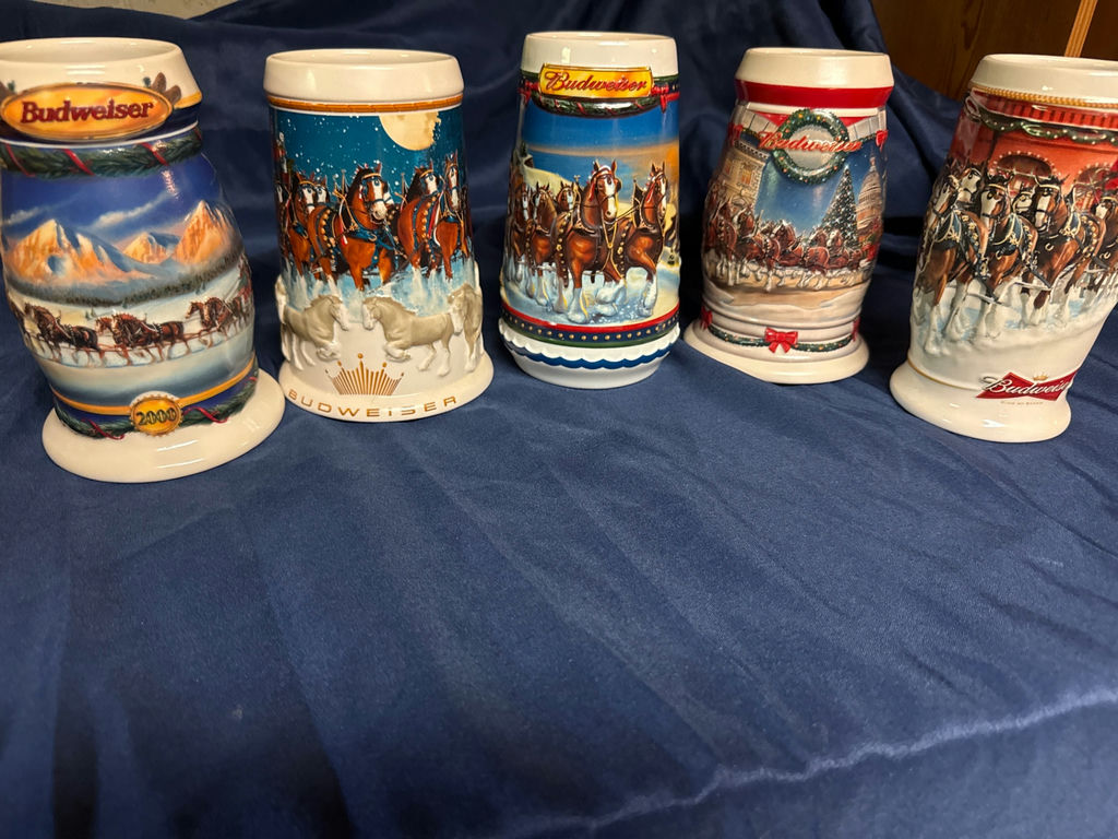 Budweiser Holiday Steins with Clydesdale Horses - image 1 of 2