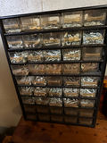 Multi-drawer hardware organizer with assorted fasteners - thumbnail 1 of 2