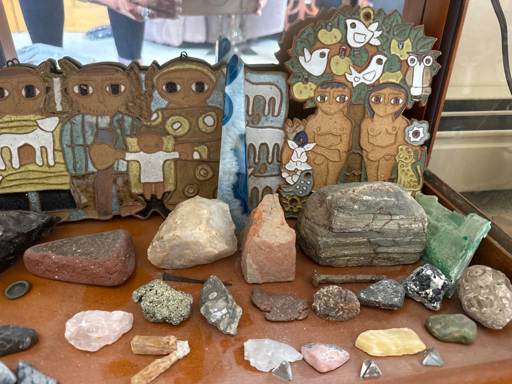 Assorted rocks, minerals, and wooden art pieces - image 2 of 3