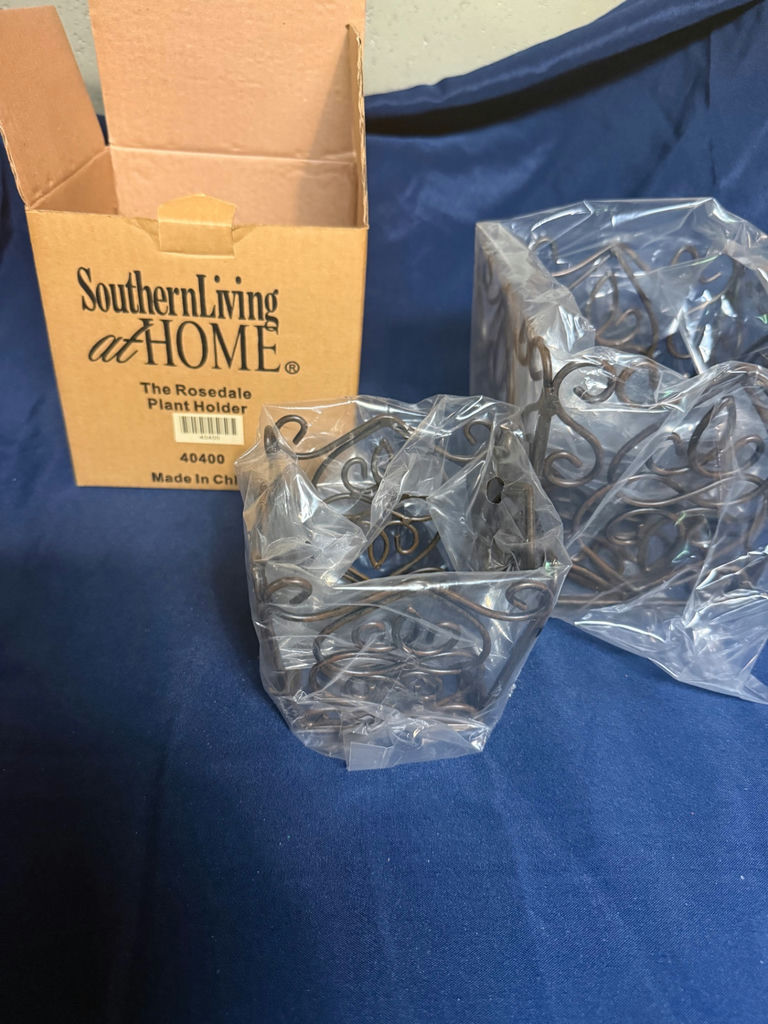 Wrought-iron scroll plant holder set - image 1 of 2