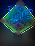 Blue neon sign with Boston Red Sox emblem and vintage power transformer - thumbnail 1 of 2