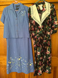 Blue embroidered two-piece dress and floral maxi with lace collar - thumbnail 1 of 5