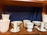 White milk glass ceramic bowls, vases, and mug collection - thumbnail 3 of 4