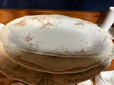 White embossed ceramic dinnerware set with pedestals and bowls - thumbnail 3 of 5