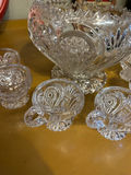 Crystal cut-glass punch bowl with matching cups - thumbnail 2 of 3