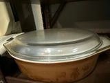 PYREX ceramic casserole with glass lid, brown ceramic bowl, and glass serving dish - thumbnail 3 of 3