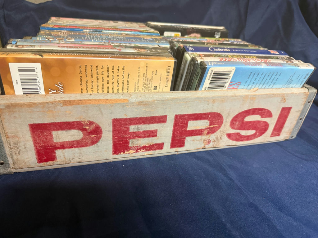 Wooden crate of DVD movie cases - image 2 of 4