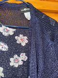 Navy floral maxi dress with cardigan and plum purple two-piece suit - thumbnail 5 of 5