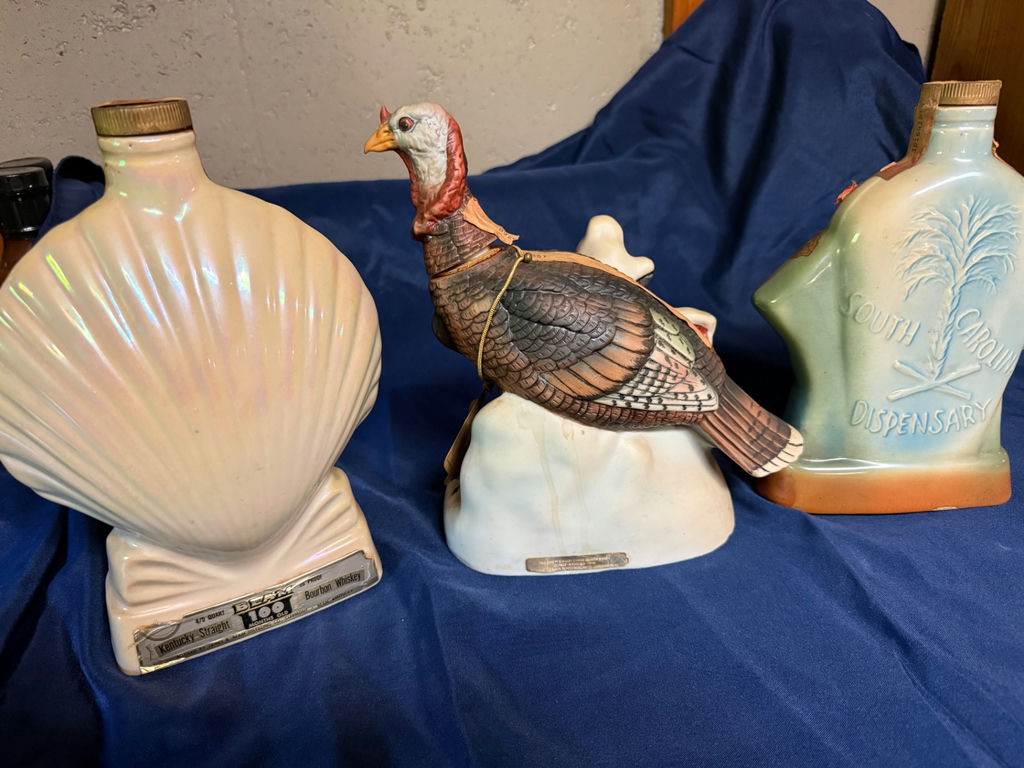 Three vintage ceramic decanters and a turkey figurine - image 2 of 2