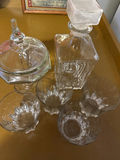 Glass decanter set with pedestal dish and tumblers - thumbnail 1 of 2