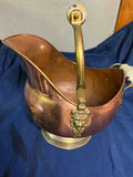 Copper coal scuttle with brass handle and lion-head ornament - thumbnail 1 of 2