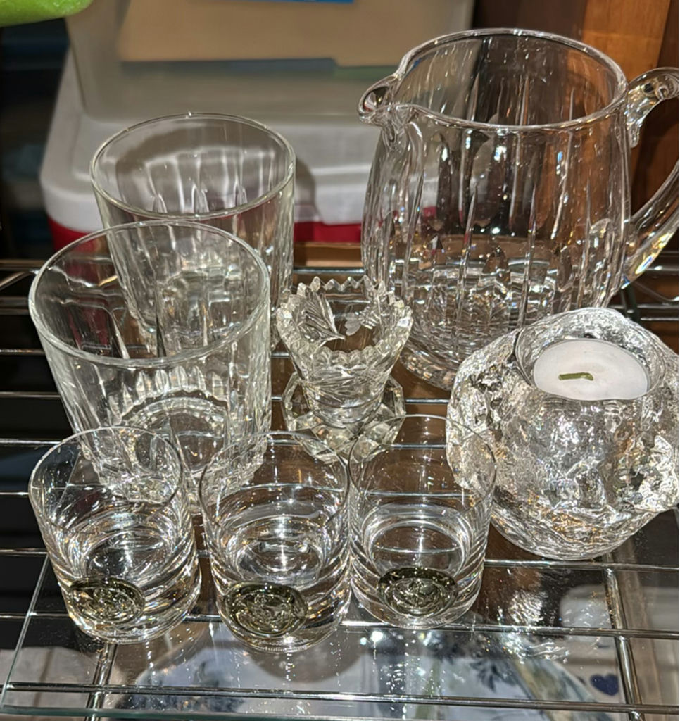 Crystal glassware set including pitcher, tumblers, and shot glasses - image 1 of 5