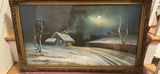Framed winter landscape painting - thumbnail 2 of 5