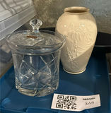 Leaded Crystal jar with lid, Lenox vase, and blue oval dish - thumbnail 1 of 6