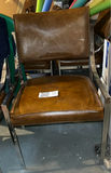 (4) Vintage Brown leather Arm Chairs with Polished Chrome - thumbnail 1 of 2