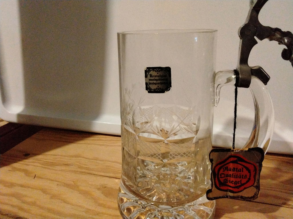 Crystal mug with vintage coffee grinder attachment, glass decanter, and ceramic vase - image 3 of 3