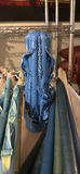 Blue decorative pillar candle with blue and green taper candles - thumbnail 2 of 4