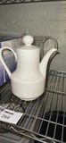 White ceramic teapot and glass pitcher with blue goblet - thumbnail 3 of 3
