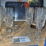 Crystal champagne flutes, octagonal glass centerpiece, and wooden inlay decorative piece - thumbnail 2 of 5