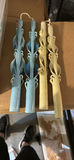 Blue decorative pillar candle with blue and green taper candles - thumbnail 3 of 4