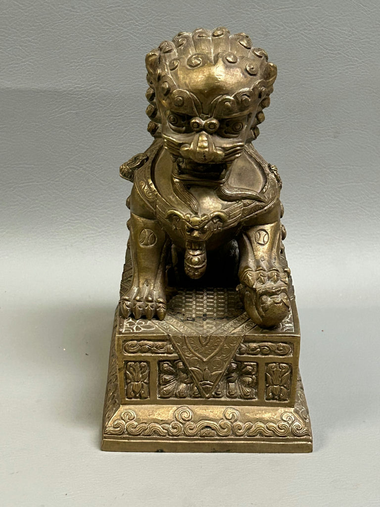 Chinese Bronze Guardian Lion Foodog  Sculpture  - image 1 of 5
