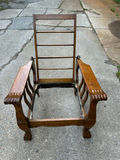 Antique Oak Recliner Morris Chair Tweed Upholstery - thumbnail 3 of 7