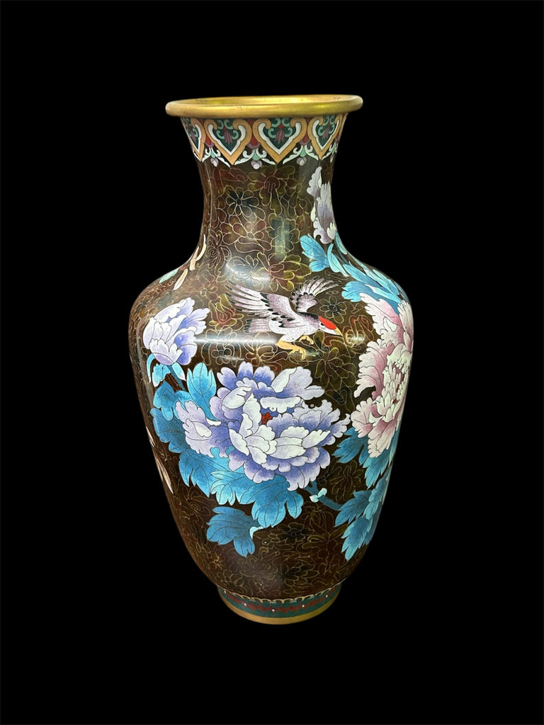 Cloisonne Bird and Floral Vase - image 1 of 5