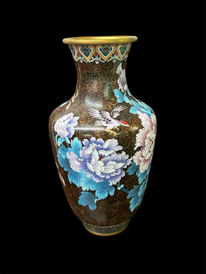 Cloisonne Bird and Floral Vase - Image 1 of 5