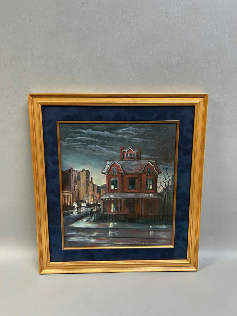 Street Scene Cityscape Rustic Home Oil Painting - image 1 of 4