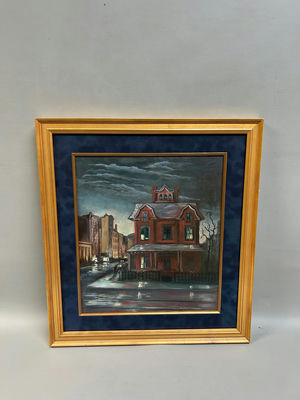 Street Scene Cityscape Rustic Home Oil Painting - Image 1 of 4