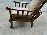 Antique Oak Recliner Morris Chair Tweed Upholstery - thumbnail 7 of 7