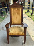 Antique Upholstered Victorian Tiger Oak Gothic Throne Chair - thumbnail 1 of 5