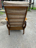Antique Oak Recliner Morris Chair Tweed Upholstery - thumbnail 2 of 7