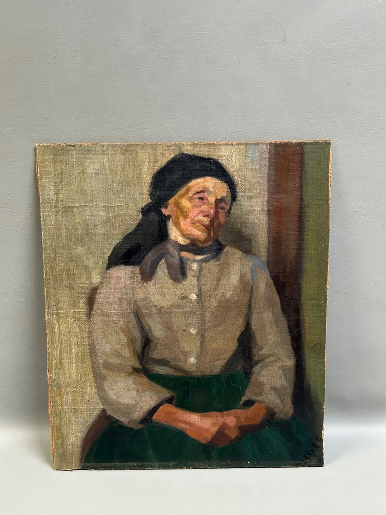 Signed Antique Oil on Board Portrait of Lady - image 1 of 4